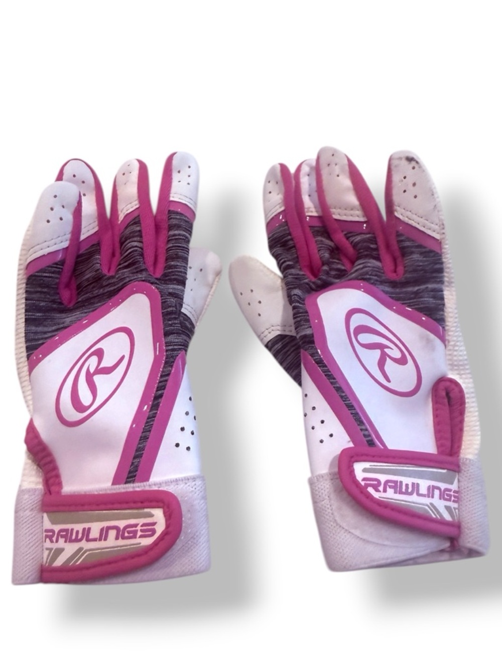 Rawlings T-Ball Youth Batting Gloves Pink & White Ages 3-6
